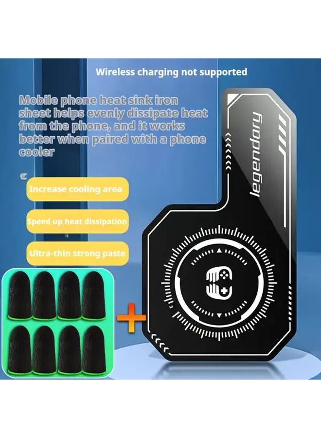 Black YX 004 Phone Cooling Plate with 4 Pairs Gaming Finger Sleeves Heat Sink Pad for Thermal Dissipation Performance Maintenance - Image 4