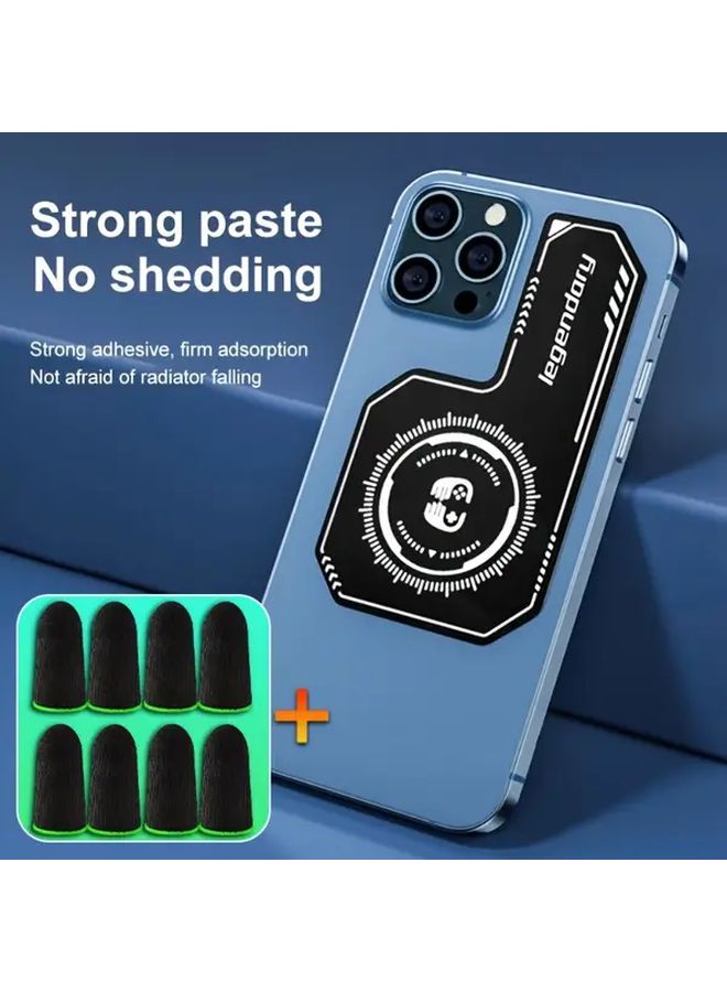 Black YX 004 Phone Cooling Plate with 4 Pairs Gaming Finger Sleeves Heat Sink Pad for Thermal Dissipation Performance Maintenance - Image 2