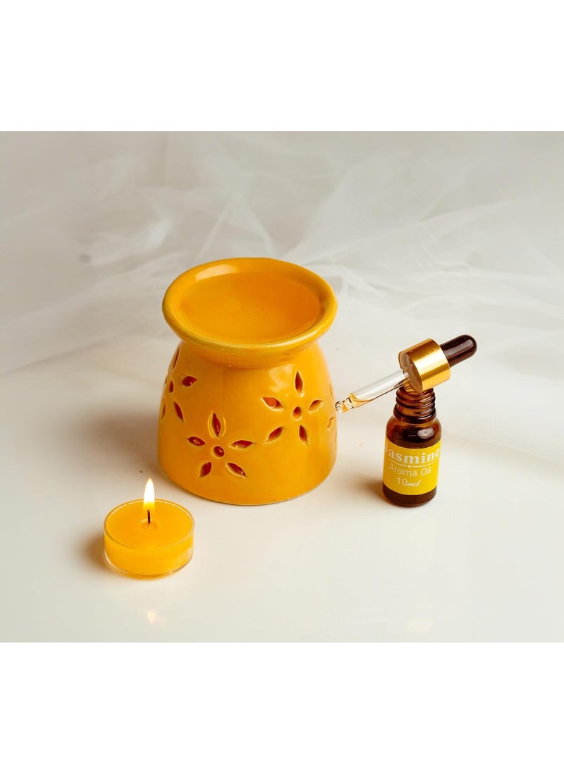 AURA DECOR AuraDecor Aromatheraphy Diffuser Gift Set Gifting Spa Fragrance Tealight Candles Aroma Diffuser Perfect for Home Decor Fragrance Jasmine  - Image 1