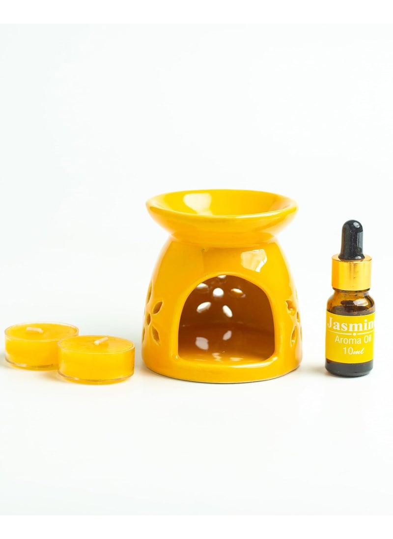 AURA DECOR AuraDecor Aromatheraphy Diffuser Gift Set Gifting Spa Fragrance Tealight Candles Aroma Diffuser Perfect for Home Decor Fragrance Jasmine  - Image 2