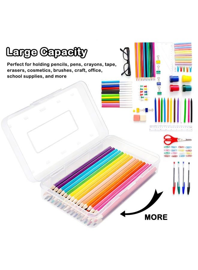 DANRONG Colored Plastic Pencil Box, Large Capacity Pencil Case, Pencil Boxs for Kids Adults, Hard Crayon Box Storage with Snap-Tight Lid for School Office Supplies (Clear) - Image 3