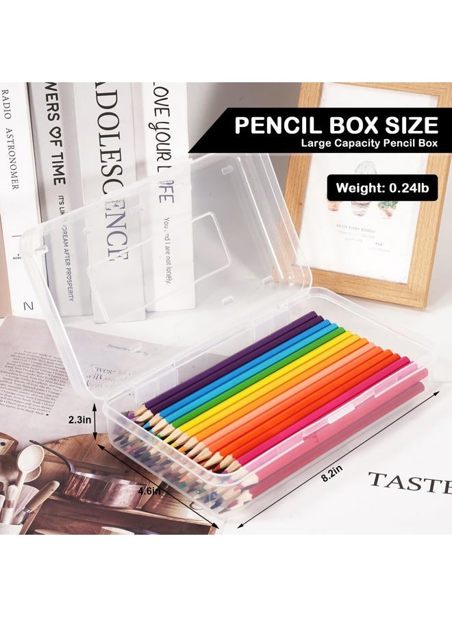DANRONG Colored Plastic Pencil Box, Large Capacity Pencil Case, Pencil Boxs for Kids Adults, Hard Crayon Box Storage with Snap-Tight Lid for School Office Supplies (Clear) - Image 2