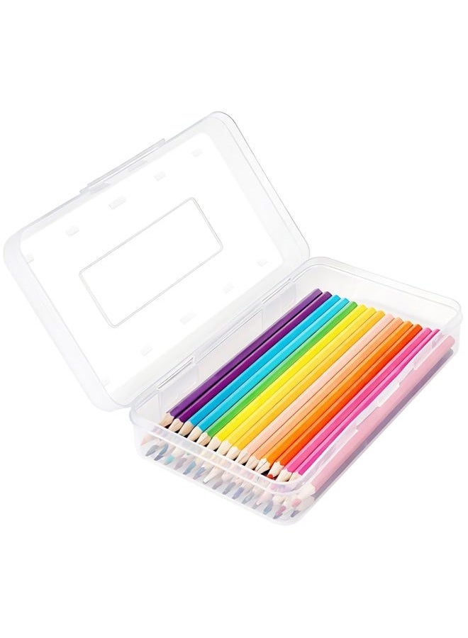 DANRONG Colored Plastic Pencil Box, Large Capacity Pencil Case, Pencil Boxs for Kids Adults, Hard Crayon Box Storage with Snap-Tight Lid for School Office Supplies (Clear) - Image 1
