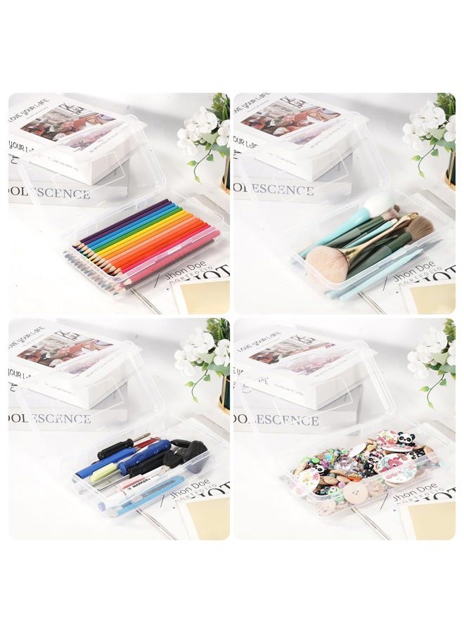 DANRONG Colored Plastic Pencil Box, Large Capacity Pencil Case, Pencil Boxs for Kids Adults, Hard Crayon Box Storage with Snap-Tight Lid for School Office Supplies (Clear) - Image 5