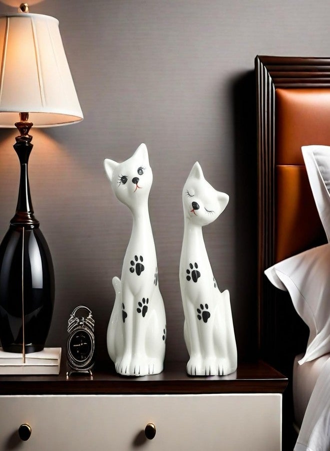 SHTWX A Pair of White Cat Couple Lover Art Statue Figurine Sculpture, Cats Gifts for Cat Lover, Office Home Decor, Desk Accessories - Image 2