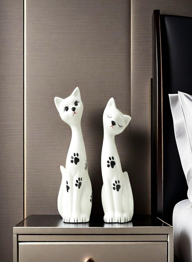 SHTWX A Pair of White Cat Couple Lover Art Statue Figurine Sculpture, Cats Gifts for Cat Lover, Office Home Decor, Desk Accessories - Image 5