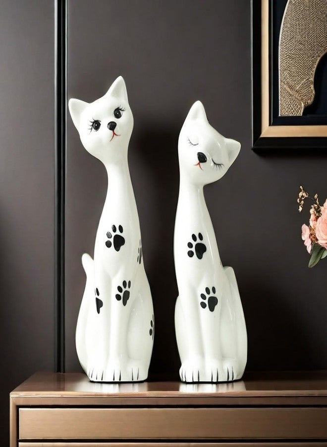 SHTWX A Pair of White Cat Couple Lover Art Statue Figurine Sculpture, Cats Gifts for Cat Lover, Office Home Decor, Desk Accessories - Image 1