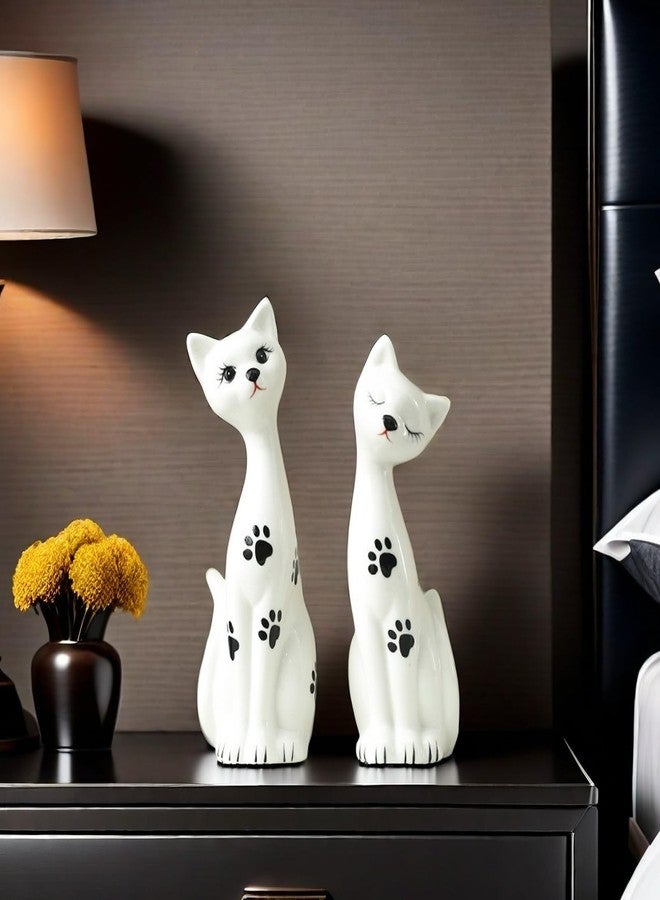 SHTWX A Pair of White Cat Couple Lover Art Statue Figurine Sculpture, Cats Gifts for Cat Lover, Office Home Decor, Desk Accessories - Image 4