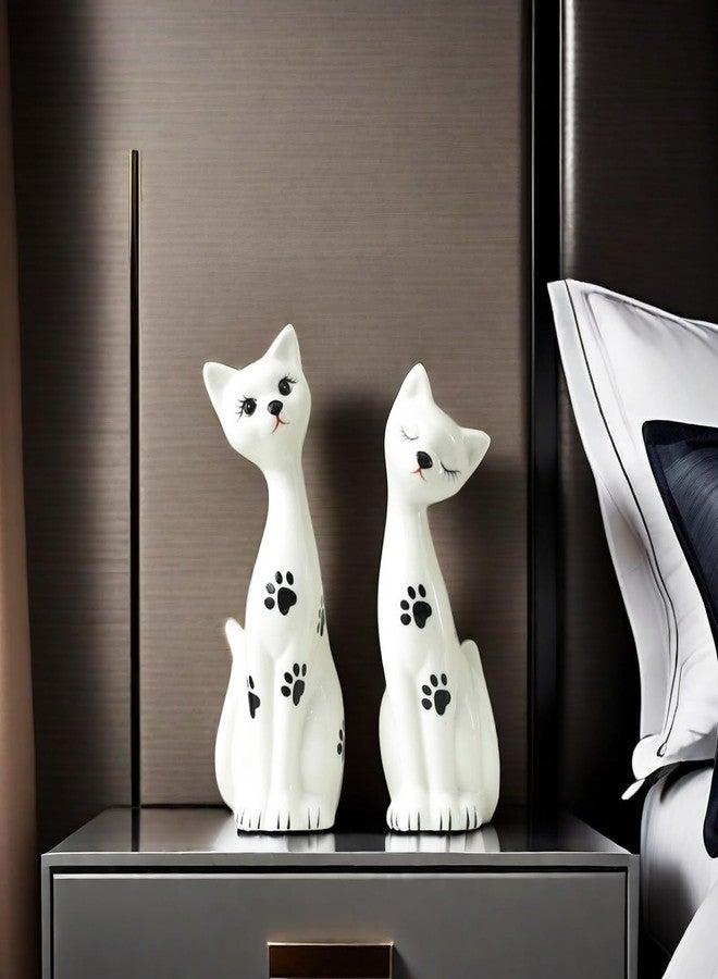 SHTWX A Pair of White Cat Couple Lover Art Statue Figurine Sculpture, Cats Gifts for Cat Lover, Office Home Decor, Desk Accessories - Image 3