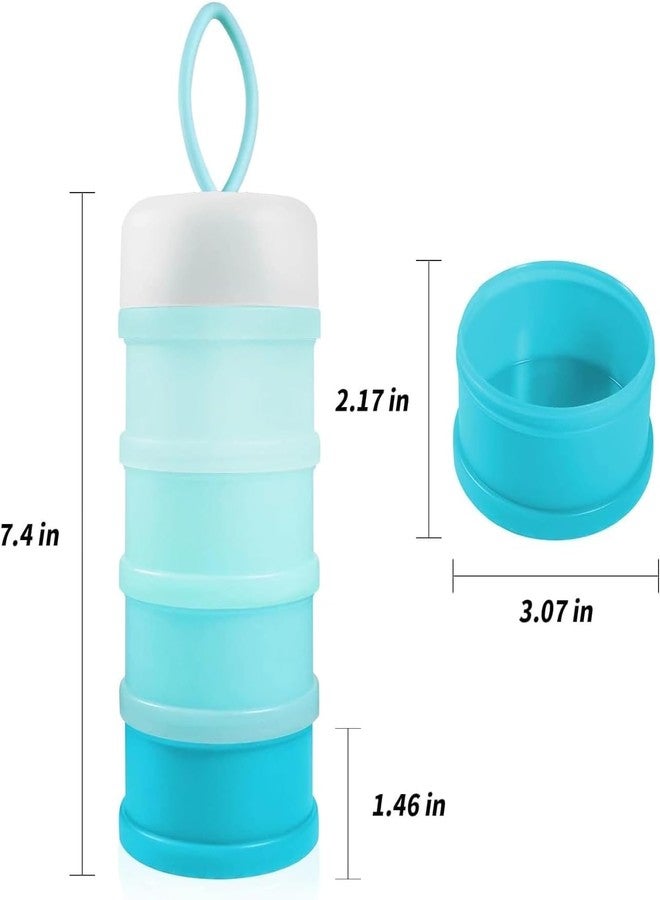 DRIVIJI 1PCS Baby Milk Powder Formula Dispenser On The Go, 5 Compartments Stackable Formula Container for Travel, Baby Milk Powder Kids Snack Container, BPA Free, Portable Storage Box (BLUE-2) - Image 3