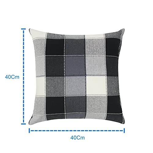 AIRWILL Cotton Dobby Black Themed Cushion Covers for Cushions & Pillows (Black & Grey, Pack of 5) - Image 2