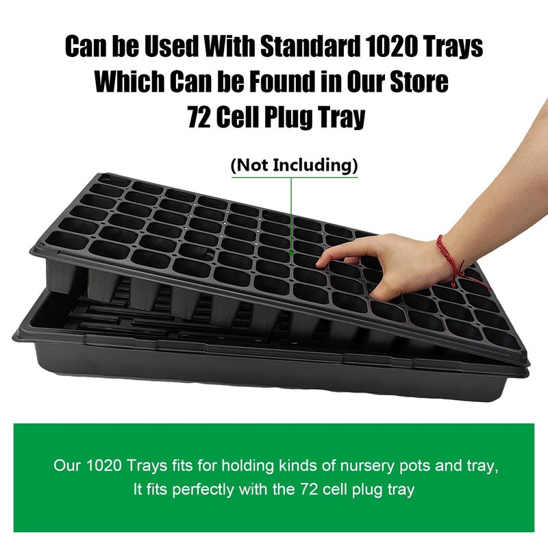 RooTrimmer 20 Pack 1020 Trays, No Drain Holes, 20" x 10", Extra Thick Heavy Duty Seed Starting Trays -Reusable Propagation Flats for Microgreens, Seedlings, Plant Germination, Fodder and Transplant - Image 3