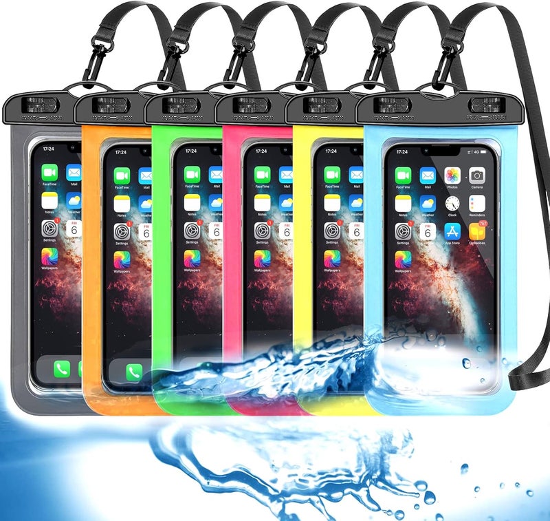 Famoby Up to 7.5" 6 Pack Multicolor Universal Waterproof Phone Pouch, Phone Waterproof Case Dry Bag,Protection Level: IP68,Outdoor Sports for Apple iPhone,Samsung,and More - Image 1