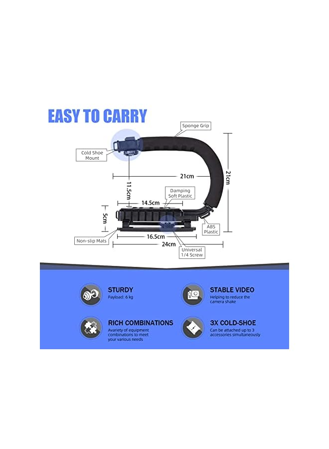 Occuwzz C Type Hand-Held Mount Bracket Holder For DSLR Camcorder, DSLR Camera Stabilizer Grip Handle - Image 2