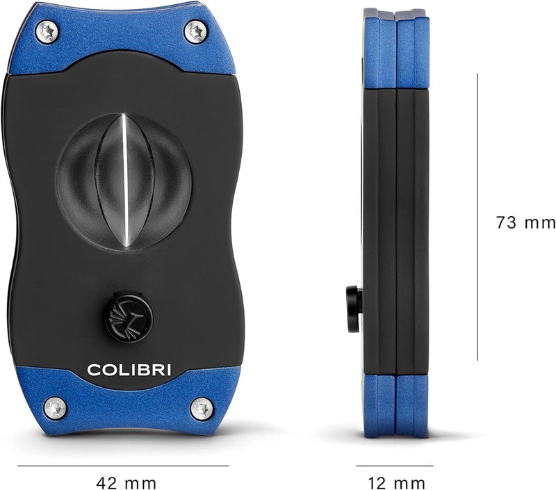 Colibri Premium V-Cut Cigar Cutter - Ergonomic Stainless Steel Spring-Loaded Blade, Ideal for up to 60+ Ring Gauge - Gift for Cigar Enthusiasts (Blue) - Image 2