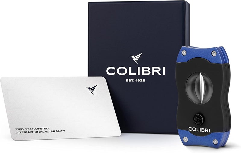 Colibri Premium V-Cut Cigar Cutter - Ergonomic Stainless Steel Spring-Loaded Blade, Ideal for up to 60+ Ring Gauge - Gift for Cigar Enthusiasts (Blue) - Image 4