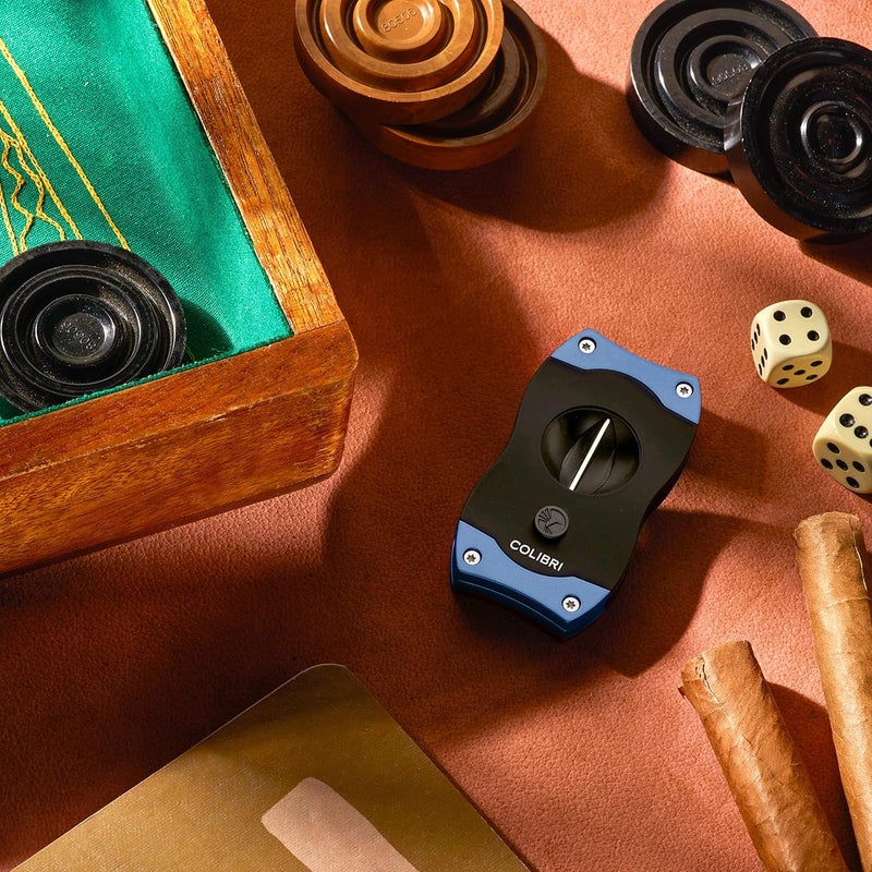 Colibri Premium V-Cut Cigar Cutter - Ergonomic Stainless Steel Spring-Loaded Blade, Ideal for up to 60+ Ring Gauge - Gift for Cigar Enthusiasts (Blue) - Image 5