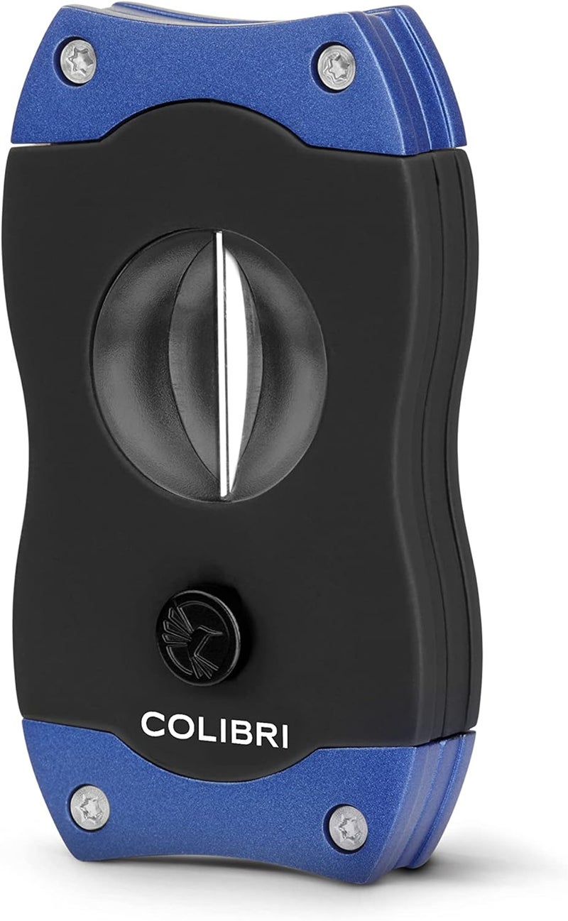 Colibri Premium V-Cut Cigar Cutter - Ergonomic Stainless Steel Spring-Loaded Blade, Ideal for up to 60+ Ring Gauge - Gift for Cigar Enthusiasts (Blue) - Image 1