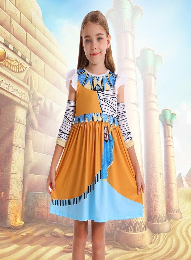 Eledobby Cleopatra Costume for Girls Egyptian Dress Halloween Dress Up Greek Goddess Outfit Christmas Birthday Gift 7-8Years - Image 2