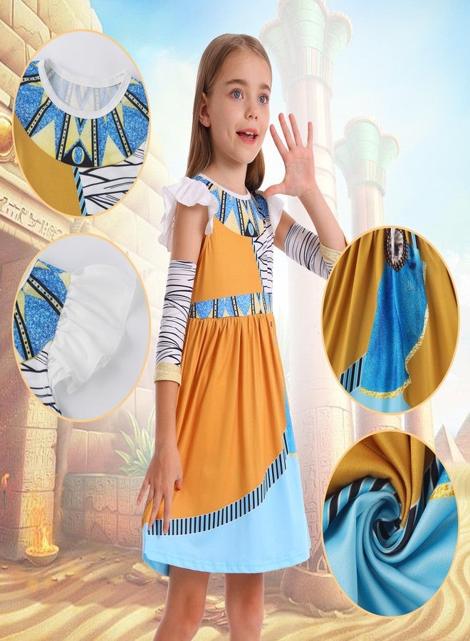 Eledobby Cleopatra Costume for Girls Egyptian Dress Halloween Dress Up Greek Goddess Outfit Christmas Birthday Gift 7-8Years - Image 4