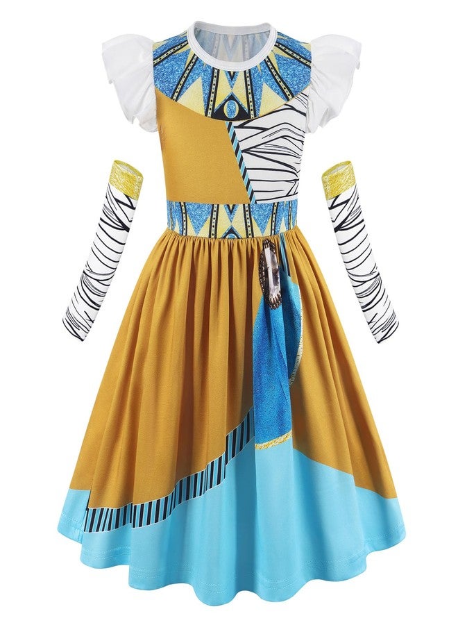 Eledobby Cleopatra Costume for Girls Egyptian Dress Halloween Dress Up Greek Goddess Outfit Christmas Birthday Gift 7-8Years - Image 1