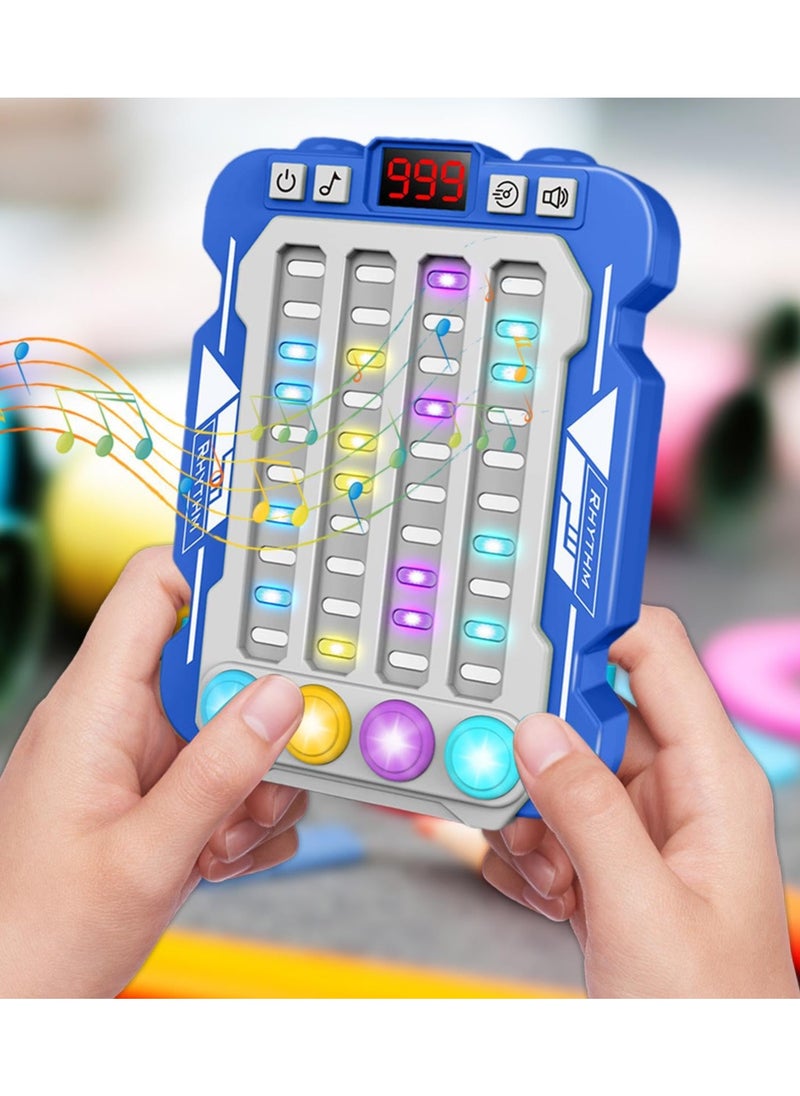 Colorful Rhythm Game Machine, Musical Button Table Game, Portable Music Push Games, Interactive Lighting Quick Push Machine Adjustable Modes Lighting Games for Kids Boys and Girls(Blue)