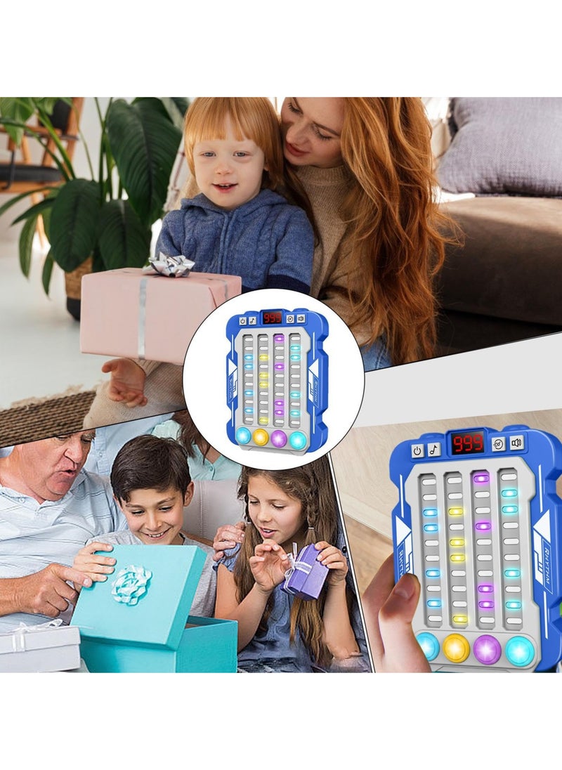 Colorful Rhythm Game Machine, Musical Button Table Game, Portable Music Push Games, Interactive Lighting Quick Push Machine Adjustable Modes Lighting Games for Kids Boys and Girls(Blue)