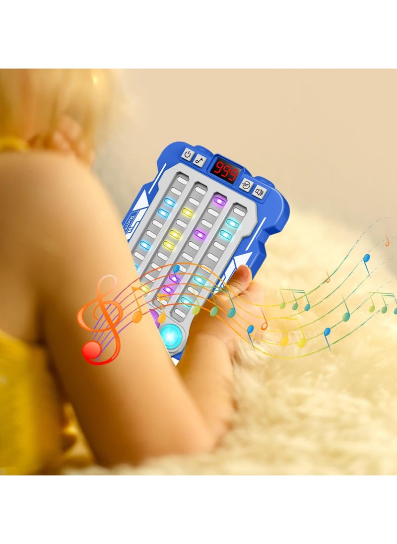 Colorful Rhythm Game Machine, Musical Button Table Game, Portable Music Push Games, Interactive Lighting Quick Push Machine Adjustable Modes Lighting Games for Kids Boys and Girls(Blue)