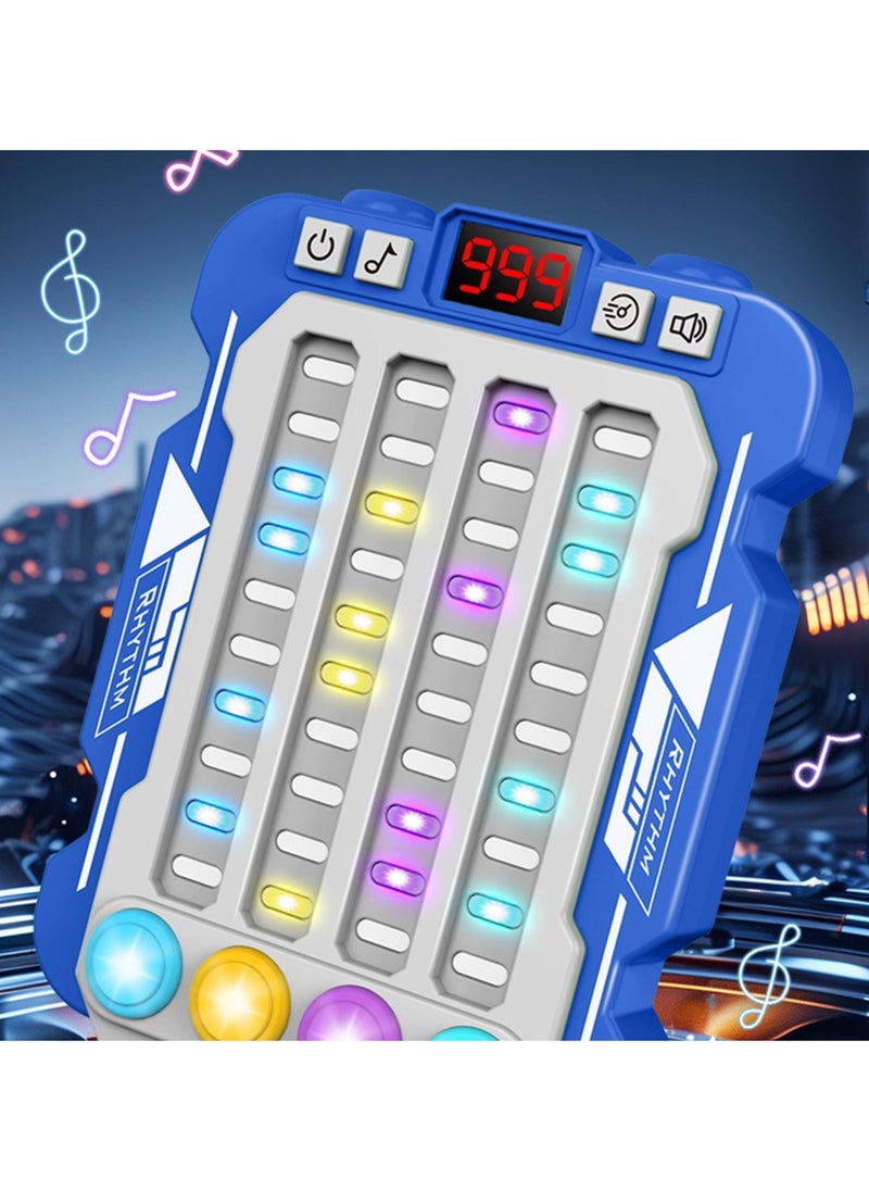 Colorful Rhythm Game Machine, Musical Button Table Game, Portable Music Push Games, Interactive Lighting Quick Push Machine Adjustable Modes Lighting Games for Kids Boys and Girls(Blue)