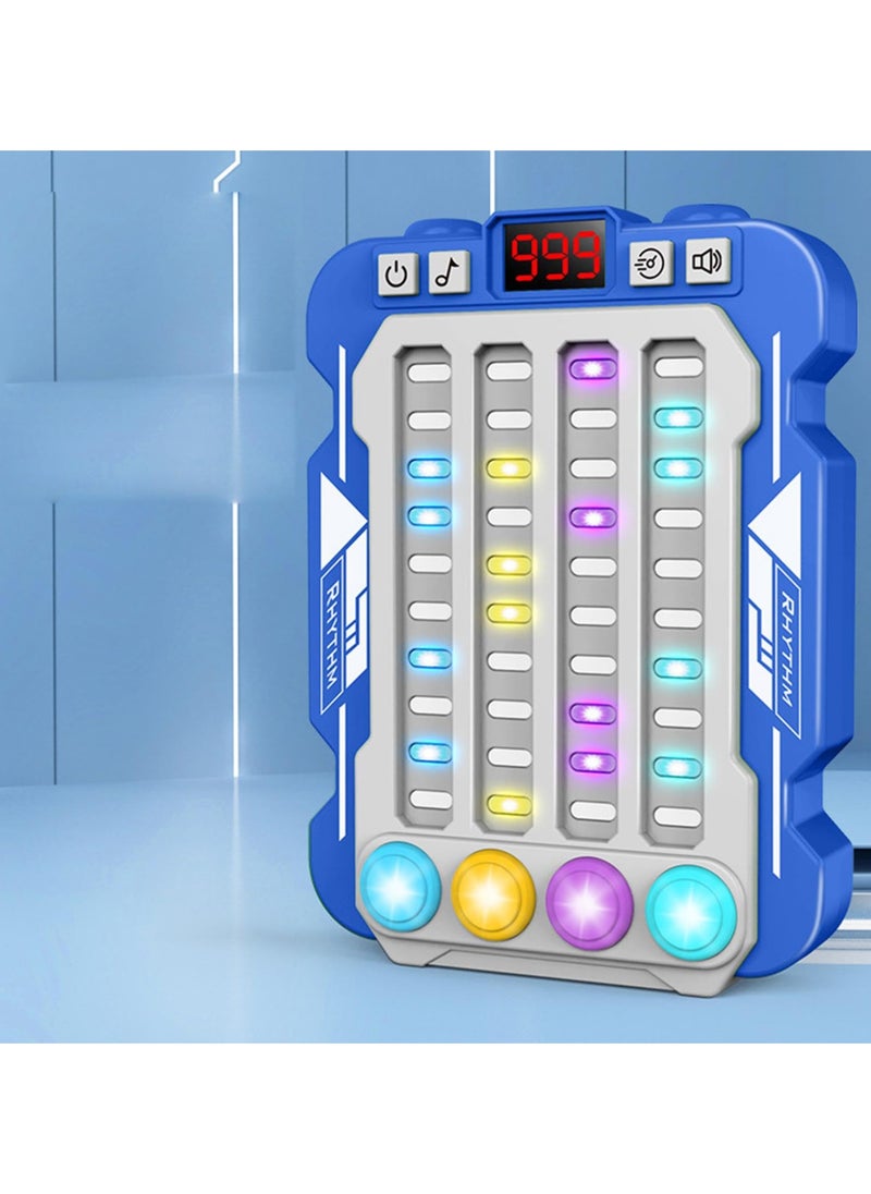 Colorful Rhythm Game Machine, Musical Button Table Game, Portable Music Push Games, Interactive Lighting Quick Push Machine Adjustable Modes Lighting Games for Kids Boys and Girls(Blue)