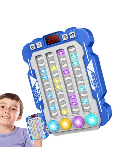 Colorful Rhythm Game Machine, Musical Button Table Game, Portable Music Push Games, Interactive Lighting Quick Push Machine Adjustable Modes Lighting Games for Kids Boys and Girls(Blue)
