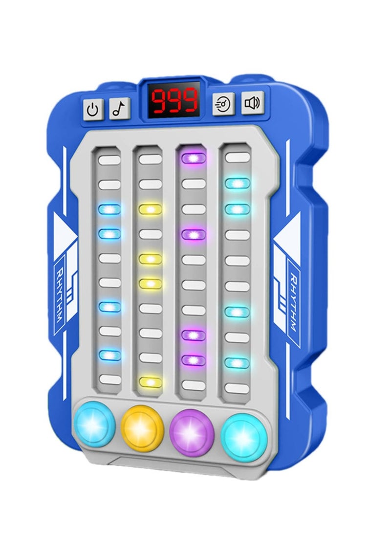 Colorful Rhythm Game Machine, Musical Button Table Game, Portable Music Push Games, Interactive Lighting Quick Push Machine Adjustable Modes Lighting Games for Kids Boys and Girls(Blue)
