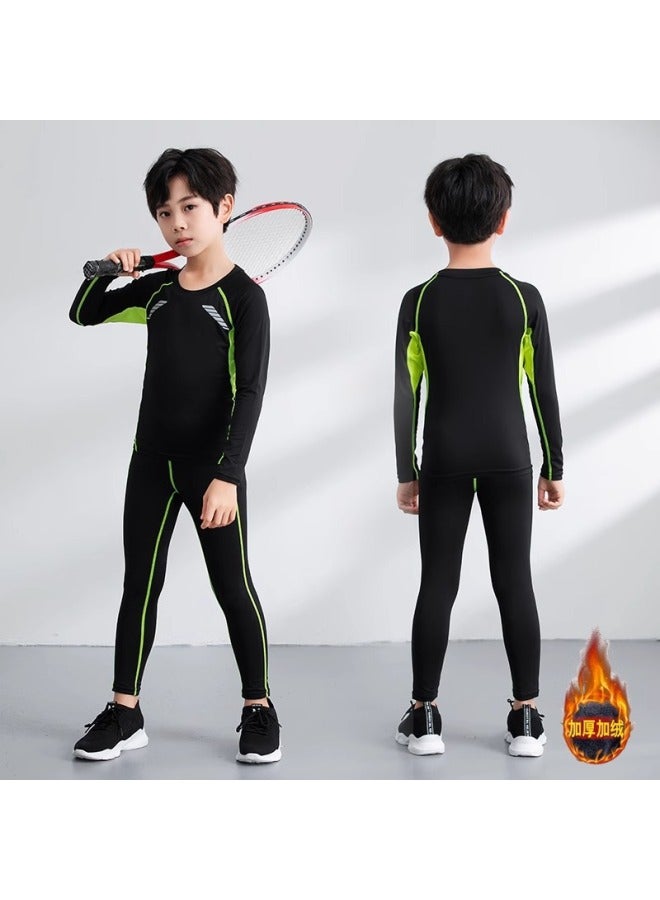 Children's Quick-Dry Football Training Two-Piece Set - Black and Green