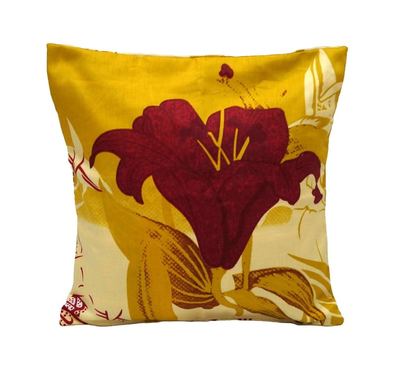 Vissage Vissage Floral Printed Double Bed Runner with 2 Cushion Covers Yellow  - Image 2