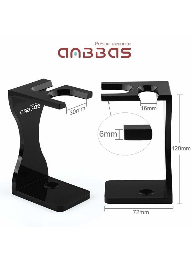 Anbbas Shaving Brush Synthetic Badger Hair with Stainless Steel Shaving Bowl,Black Acrylic Shaving Stand Holer for DE Razor Men Traditional Shave - Image 4