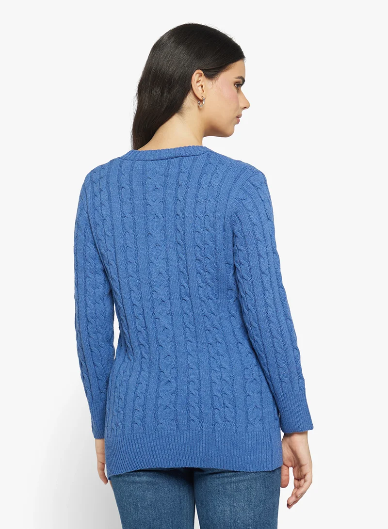جينجر Longline Knitted Button Up Cardigan
