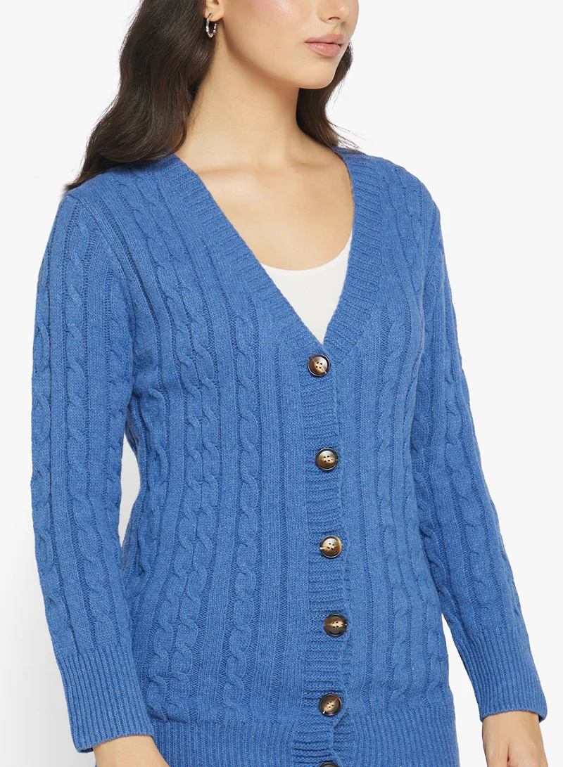 Ginger Longline Knitted Button Up Cardigan