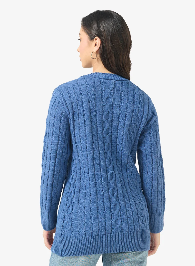 Ginger Longline Knitted Button Up Cardigan