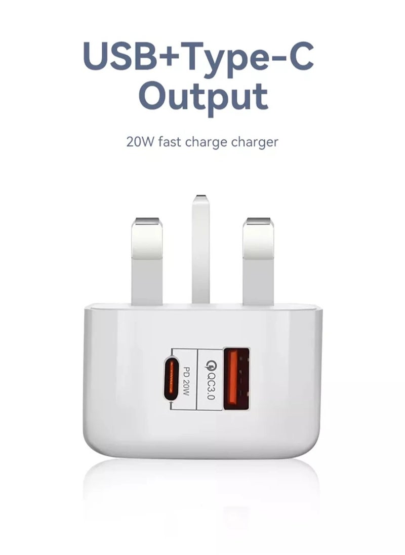 For iPhone Charger Type C PD 20W Fast USB C Charger iPhone 15 Fast Charger Head Type-C Power Plug Universal Travel Adapter USB-C Plug for iPhone 15/15 Pro Max/15 Pro/15 Plus/14/13/12/11,etc White