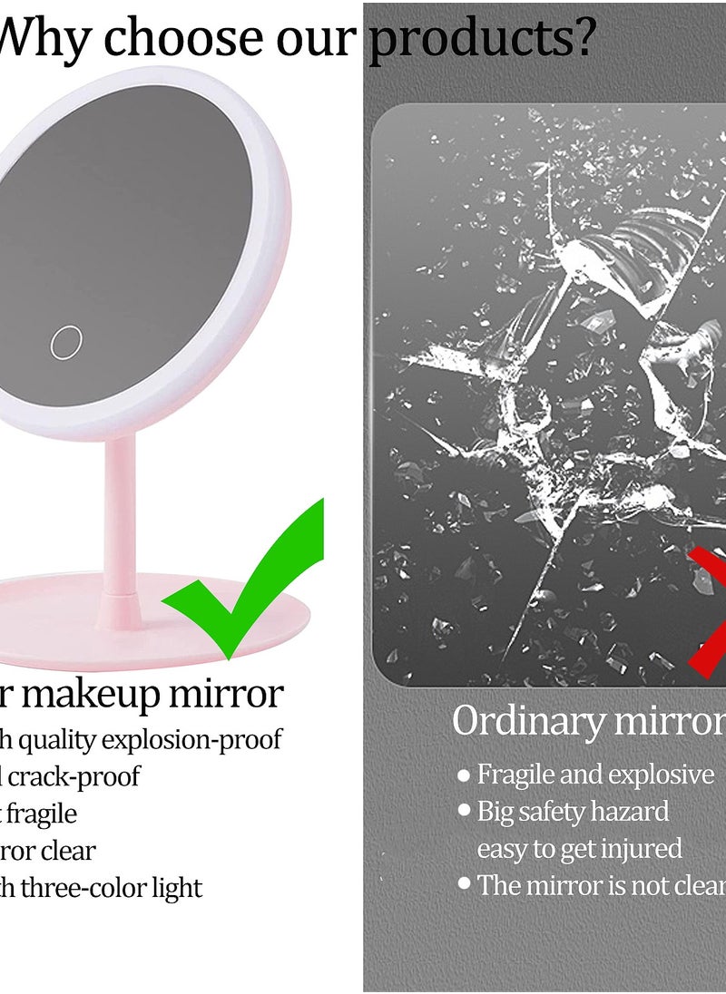 Rightsure Lighted Makeup Mirror with Magnification 10X, 7 Inch 3 Color Dimmable Lights Cosmetic Mirror, 90° Swivel Rechargeable LED Vanity Mirror, Portable Table Desk Counter top Mirror Standing Mirror  - Image 3