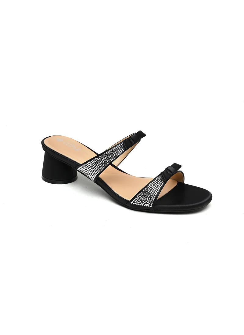 كيوبل Womens two-strap low block heeled Sandals
