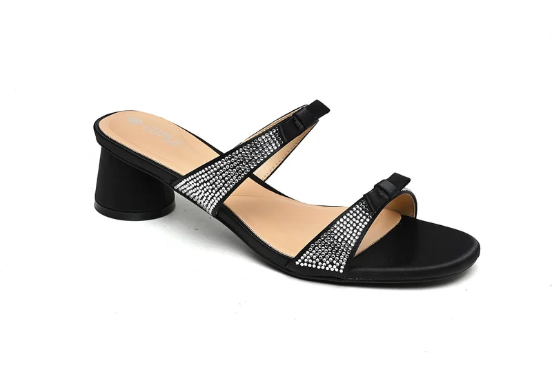 Cuple Womens two-strap low block heeled Sandals