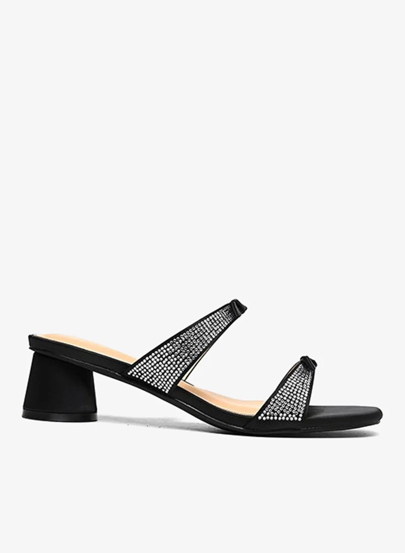 كابلي صندل نسائي بكعب كتلي منخفض ورباط مزدوج