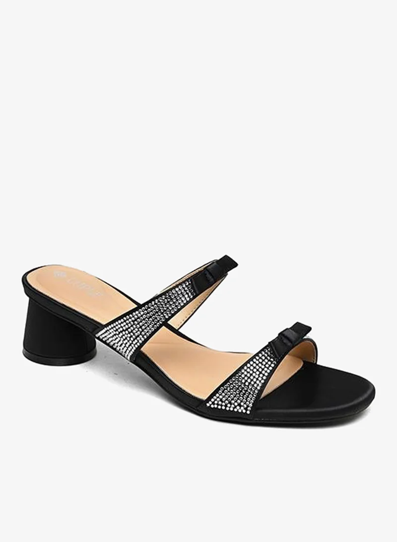 كابلي صندل نسائي بكعب كتلي منخفض ورباط مزدوج