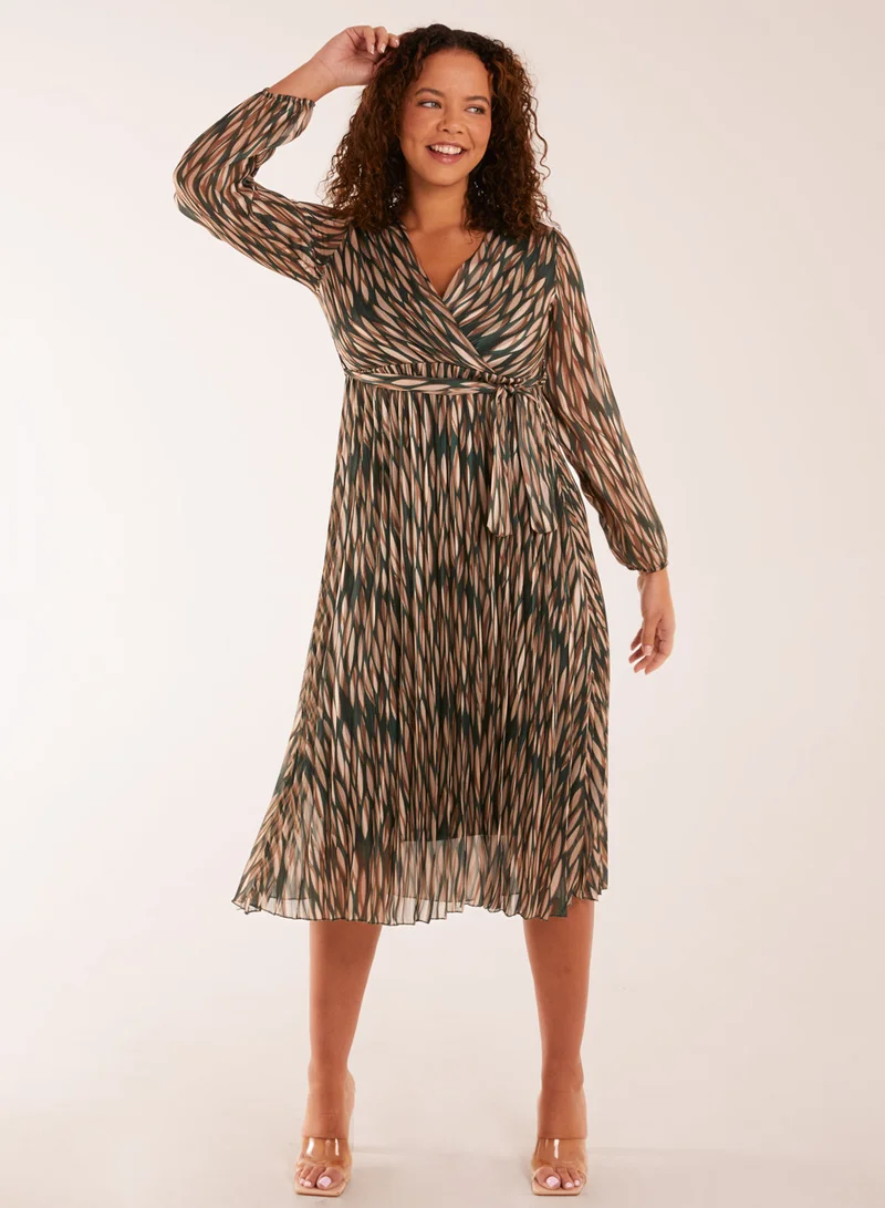 بلو فانيلا Wrap Over Metallic Vertical Print Dress