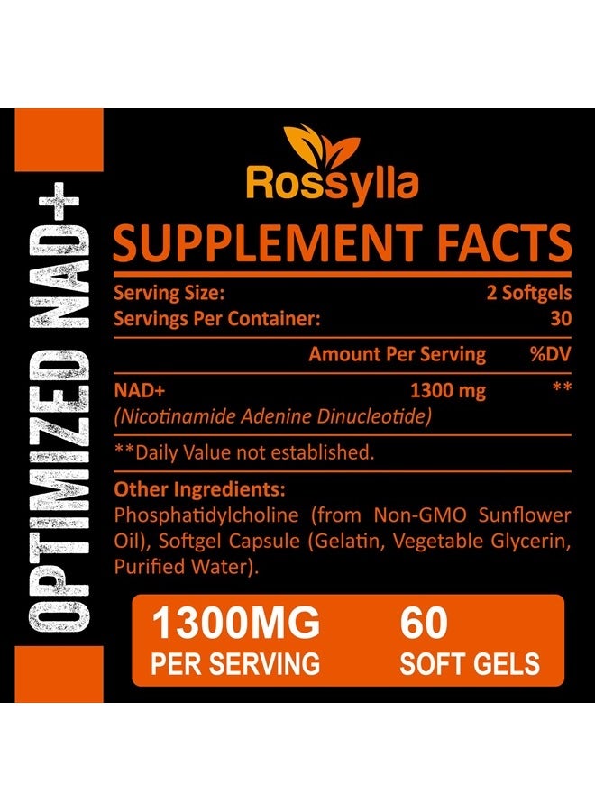 (Pack of 2) Liposomal Optimized NAD+, 1300mg, 2x60 Softgels