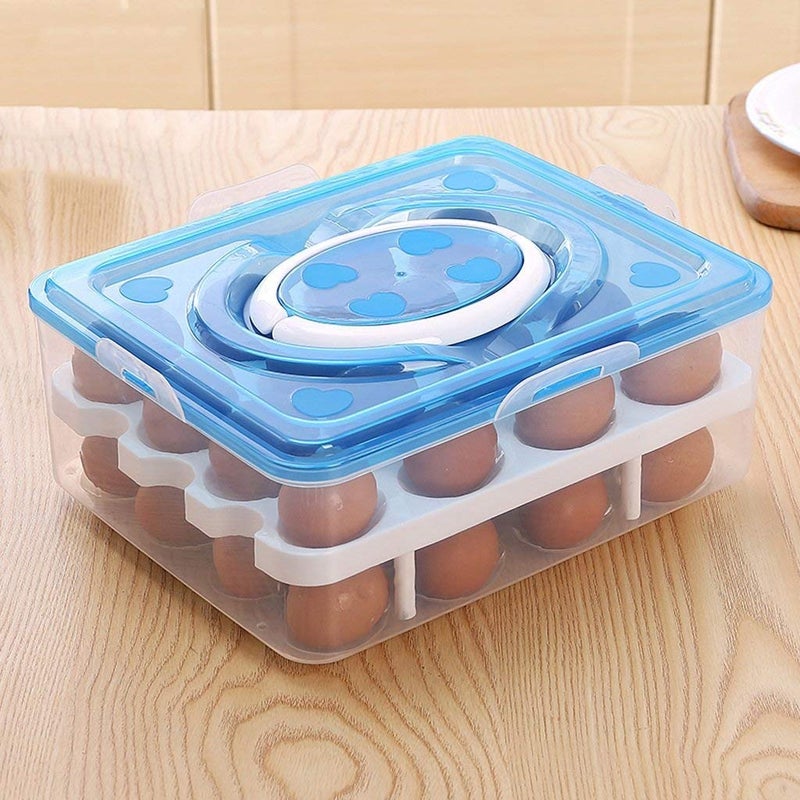 Portible Double Layer 32 Grid Egg Plastic Box Storage Box for Storage Food Colour Box Double Layer Egg Box Multi Colour Pack of 1 - Image 1