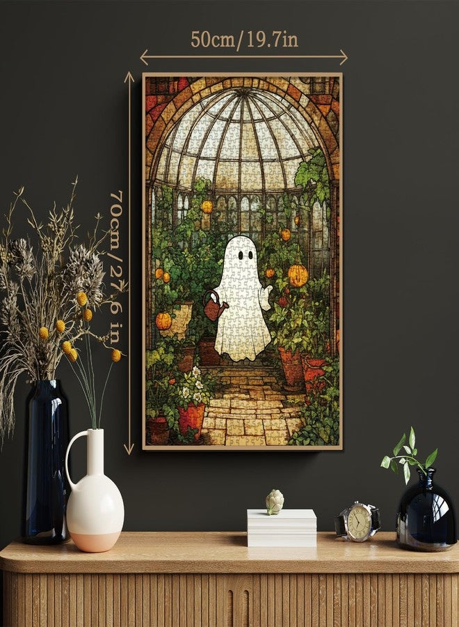 BBOLDIN Vintage Pumpkin Garden Puzzles for Adults 1000 Pieces, Fall Cute Ghost Jigsaw Puzzles, Autumn Cartoon Art Puzzles - Image 5
