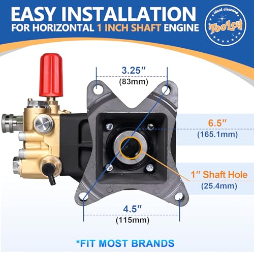 TOOLCY Pressure Washer Pump 3600-4400 PSI Max, 4 GPM Triplex Plunger Pressure Pump, Horizontal 1 inch Shaft Gas Power Washer Pump with Pressure Adjustment Unloader, Direct Drive - Image 3