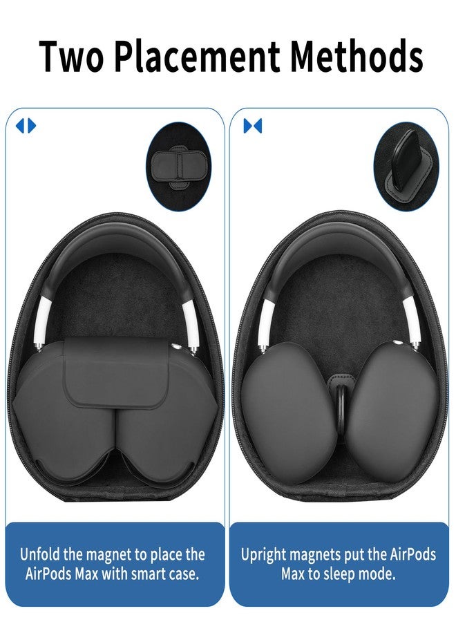 Polislime Smart Case for Apple AirPods Max Supports Sleep Mode, with Ear Pad Case Cover/Ear Cups Cover/Headband Cover Silicone Accessories for AirPods Max Headphones,Hard Portable Carry Travel Storage Bag,Black - Image 4